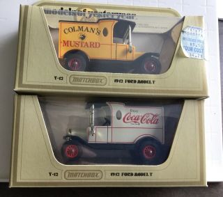 2 Matchbox Models Of Yesteryear Y - 12 1912 Ford Model T Coca & Colman (no Play)