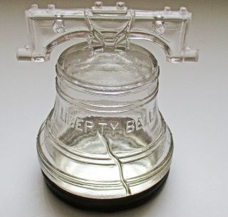 Vintage Glass Liberty Bell Candy Container With Tin Lid