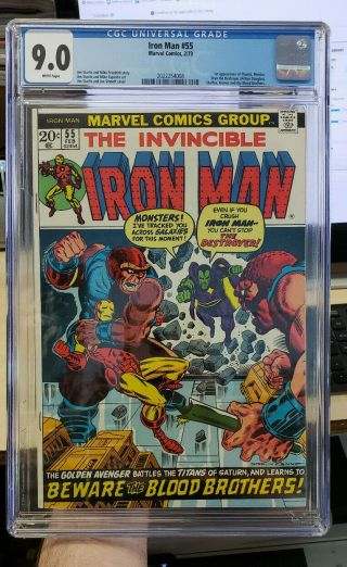 Iron Man 55 - Cgc Grade 9.  0 - First Appearance Of Thanos & Drax