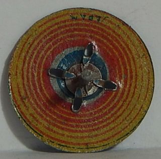 Vint 1930 Cracker Jack Litho Metal Concentric Circles Top Spinner