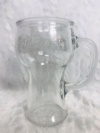 Vintage Pepsi Cola Glass Mug With Handle 1970 