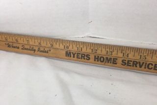 Vintage Advertising Yardstick Myers Home Service Ravenna Ohio Wooden Ruler