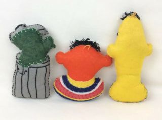 (3) Vintage Sesame Street Muppets Felt Christmas Ornaments Bert Ernie Oscar 6” 4