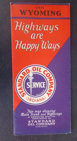 1931 Wyoming Road Map Standard Oil Indiana Gas United States