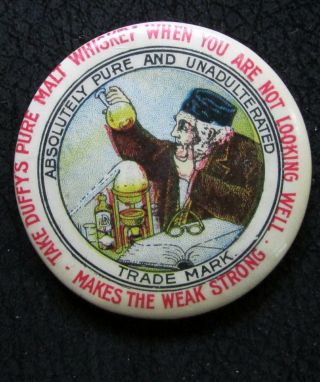 1900 Duffys Pure Malt Whiskey - Makes The Weak Strong Advertising Pocket Mirror