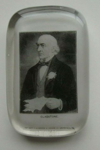 Gladstone (former Uk Prime Minister 1868, ) Glass Portrait Paperweight Abrams