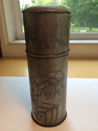 Kut Hing Pewter Swatow Canister Tea Caddy Box Container