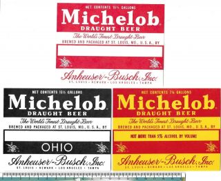 Usa Missouri Mo St.  Louis Anheuser Busch Michelob Ohio Draught 3 Diff Labels