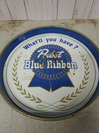 Vintage Metal Beer Serving Tray Pabst Blue Ribbon Brewing Milwaukee Wisconsin