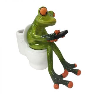 Resin Frog Figurines Creative Crafts Sitting Toilet Ornaments Decor Crafts A 3