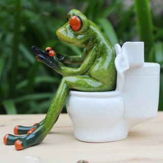 Resin Frog Figurines Creative Crafts Sitting Toilet Ornaments Decor Crafts A 4