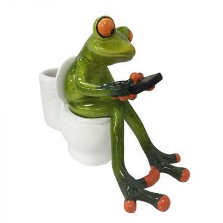 Resin Frog Figurines Creative Crafts Sitting Toilet Ornaments Decor Crafts A 5