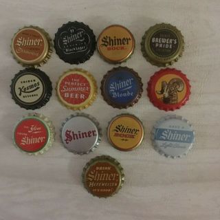 13 Different Shiner Beer Bottle Caps/crowns - All Plastic Lined