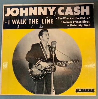 Johnny Cash 45 Rpm Ep On Sun Records 113 “i Walk The Line " With Picture Sleeve