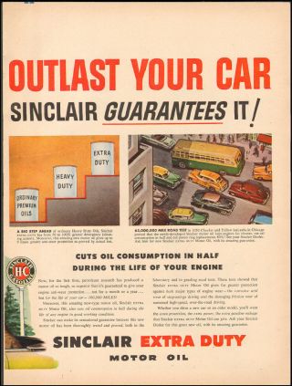 1953 Vintage Ad For Sinclair Extra Duty Motor Oil`art Retro Gas Station (041517)