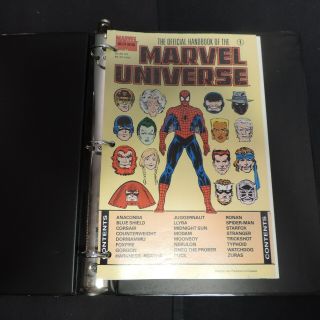 Official Handbook Of The Marvel Universe Master Edition Set 1 - - 36 With 9 Binders