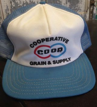 Vintage Coop Grain & Supply Hat Truckers Mesh Snapback Cap Farm