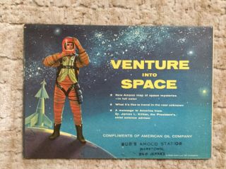 Vintage 1958 Amoco Venture Into Space Map Of Space Mysteries