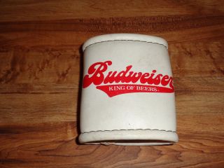 Vintage Leather Budweiser Beer Can Coozie W/belt Loop King Of Beers (z3)