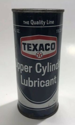Vintage Can Texaco Upper Cylinder Lubricant Oil Tin Full Ships In Us