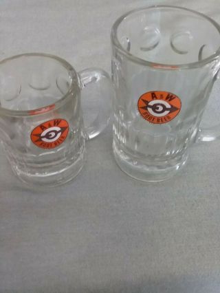 2 Aw Glass Mug A&w A And W Vintage Collectable Root Beer Heavy Glass Set Of 2