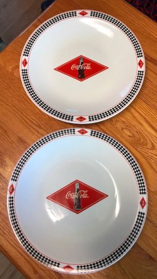 Coca - Cola 2003 Racing Checkered Dinnerware Plates 10.  5 " By Gibson Set Of 2