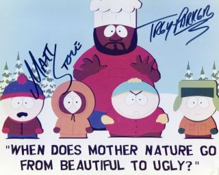 South Park Autographed / Signed 8 X 10 Matt Stone & Trey Parker 1990 