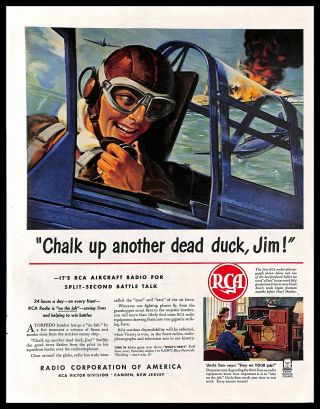 1943 Rca Radio Corporation Of America Vintage Print Ad Aircraft Illustration Art