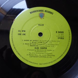 ALICE COOPER Killer 1973 CALENDER WARNER GREEN UK Press A1/B1 VINYL LP 5