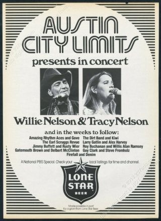1977 Willie Nelson Tracy Nelson Photo Lone Star Beer Vintage Trade Print Ad
