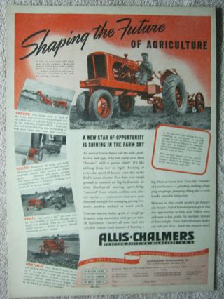 Vintage 1941 Wwii Allis - Chalmers Farm Tractor Farm Boy Food Defense Print Ad