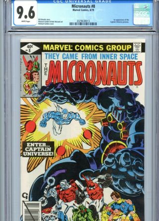 Micronauts 8 Cgc 9.  6 White Pages 1st Captain Universe Marvel Comics 1979