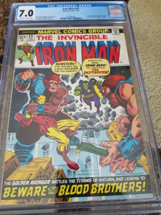 Iron Man 55,  Cgc 7.  0 1st Appearance Of Thanos & Drax