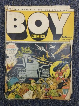 Boy Comics 5 1942 Golden Age Very Rare Wow