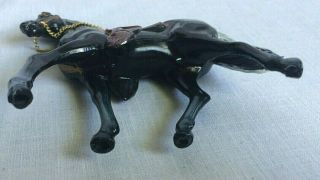 Painted Pot Metal Carnival Prize Horse Figurine Black w/ White Mane Reins Japan 5