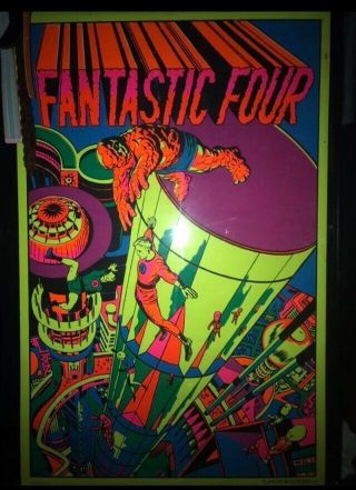 1971 Marvel Third Eye Blacklight Poster “the Floating City” Fantastic 4