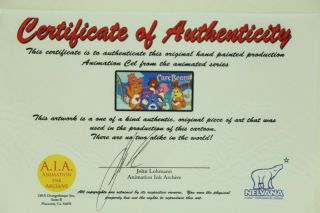 Care Bears Orig Hand Painted Production Animation Cel & Painted Background w/COA 5