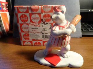Vintage 1996 Coca Cola Polar Bear Figurine " Always Playing Baseball " 176451