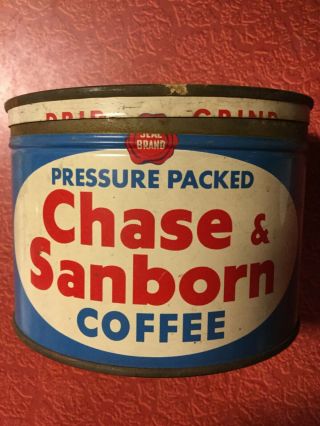 Vintage Chase & Sanborn Coffee Tin W/lid