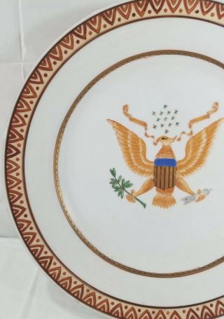 Vintage Chinese Export Porcelain hand Painted Armorial Plate (Eagle With 13. 2