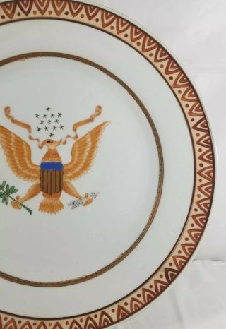 Vintage Chinese Export Porcelain hand Painted Armorial Plate (Eagle With 13. 3