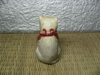 Japanese Okimono Pottery Cat Red Collar Animal Shape made in Meiji era 4