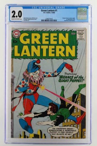 Green Lantern 1 - Cgc 2.  0 Gd - Dc 1960 - Origin Of Gl - 1st App Of The Guardians