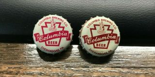 B) Vintage Columbia Beer Pa Tax Pint Cork Bottle Cap / Crown Shenandoah Pa