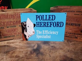 Polled Herefords Cow Sign Seed Feed Barn Corn Hen Tractor Gas Oil Bull