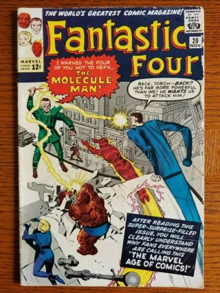 Fantastic Four 20,  1963 Silver Age Marvel Comic Gd,  First Molecule Man