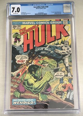 The Incredible Hulk 180 Cgc 7.  0 1st Appearance Wolverine Marvel Key