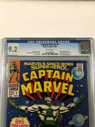 CAPTAIN MARVEL (1968 1ST SERIES) 1 - CGC 9.  2 WHITE PAGES 2