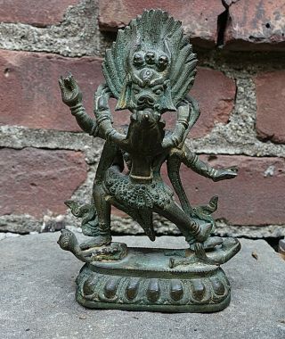 Very Old Antique Bronze Tibetan Tibet Deity Statue