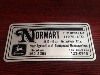 Vintage Normart - John - Deere - Tractor - Farm - Equipment - Decal - Alberta Canada